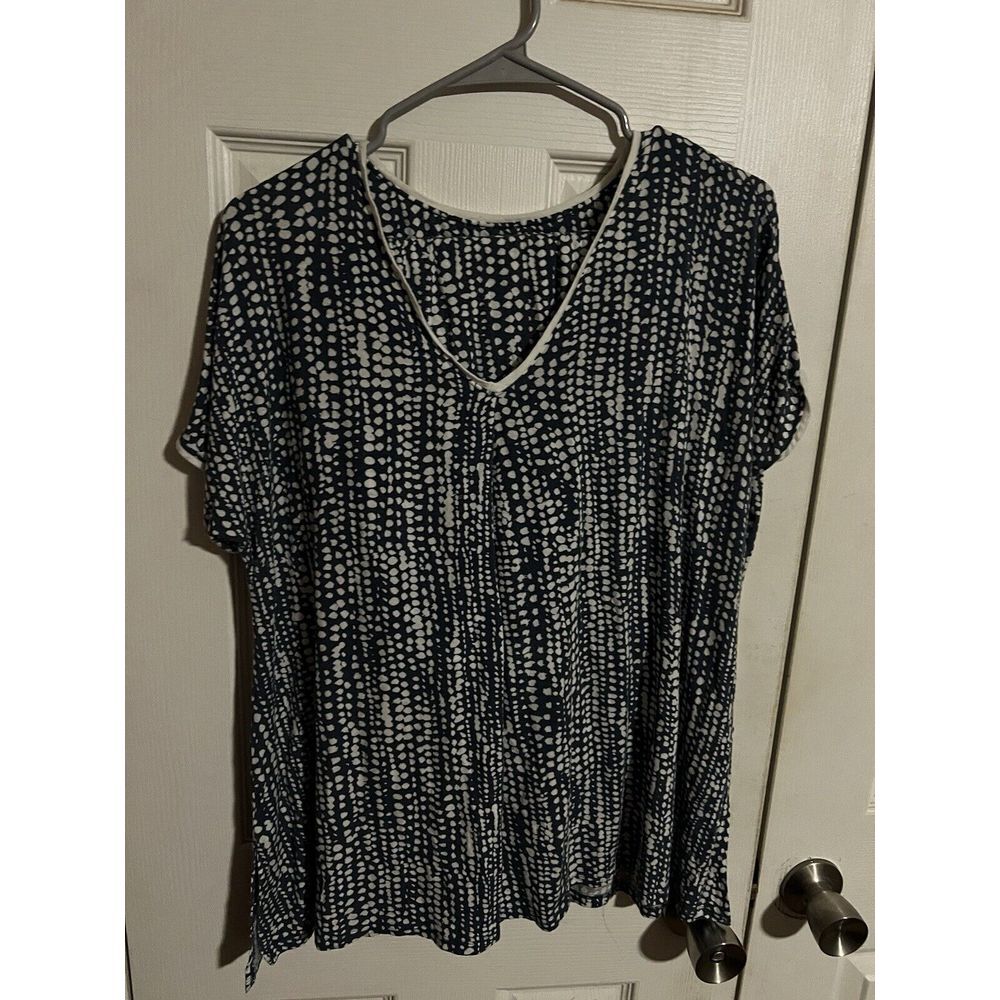 Donna Karen Pajama Set Blue‎ White size Medium
